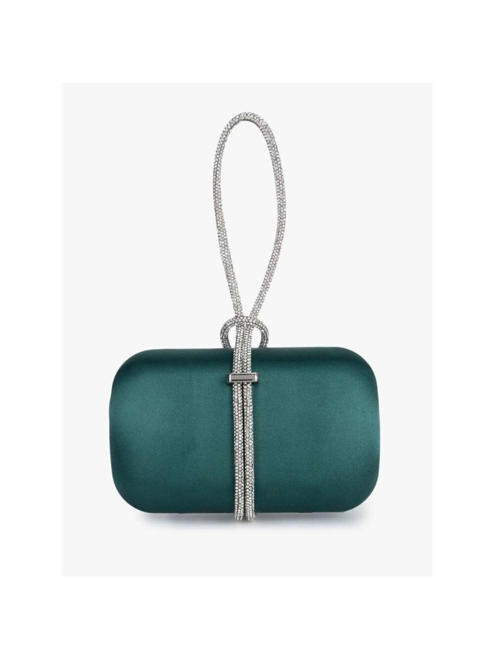Rhinestones Evening Handbag Cariedo Green Velvet Clutch with Detachable Strap